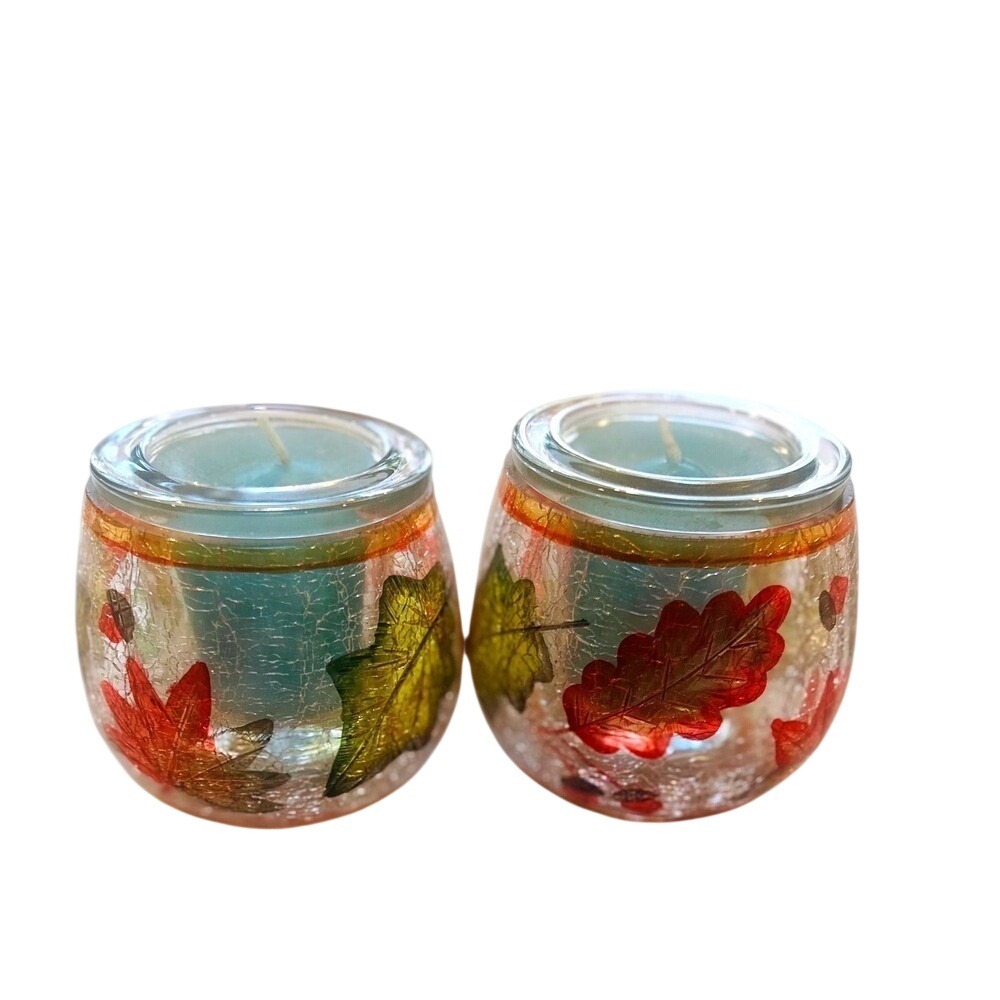 Yankee candle cracked Glass Votive Candle Holders‎ Set of 2 Tealight Holder